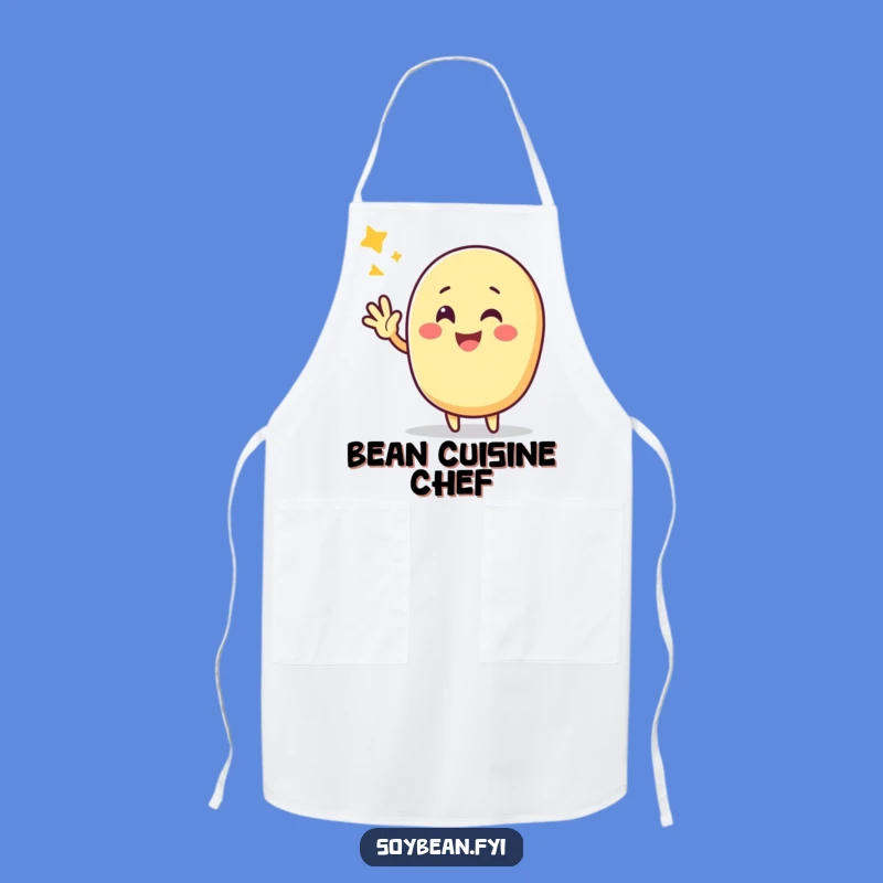 Funny Kawaii Soybean Victory Apron: Cheerful Chef Art - Kitchen Gift