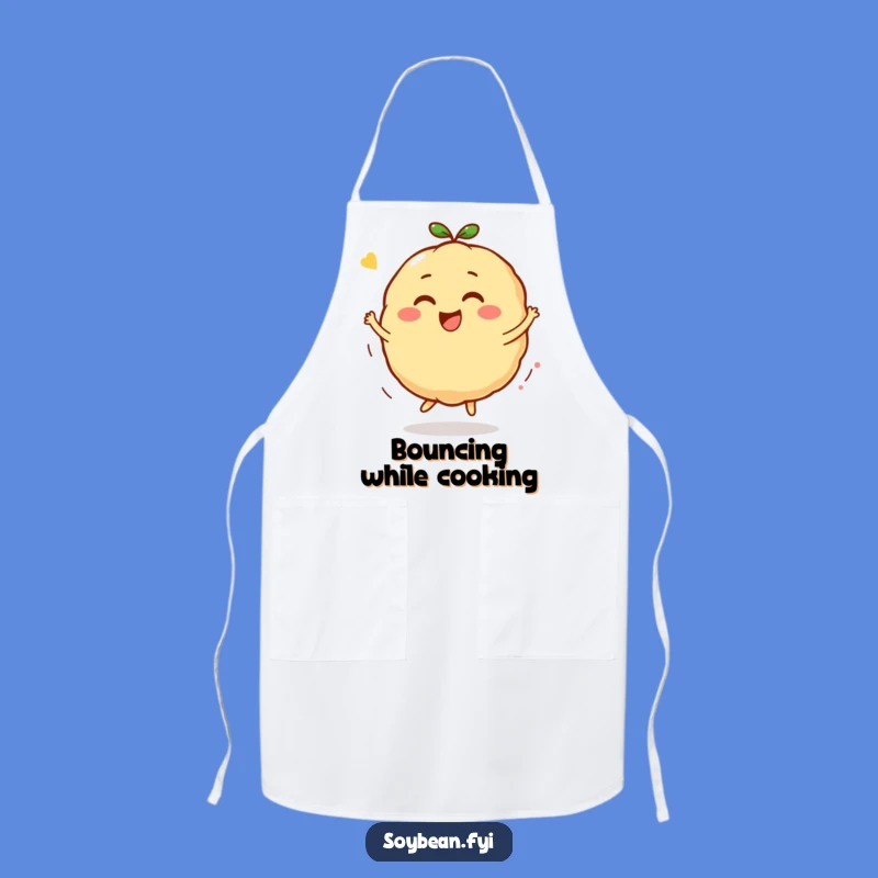 Funny Kawaii Soybean Bounce Apron, Cheerful Kitchenwear for Active Cooks