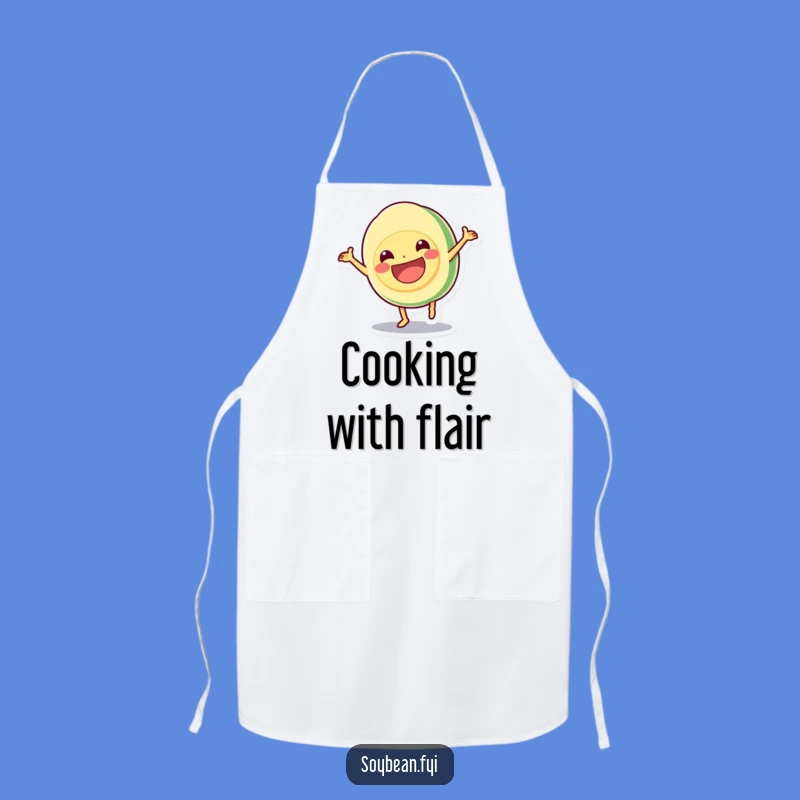 Funny Kawaii Soybean Cartwheel Apron - Hilarious Grinning Chef Accessory