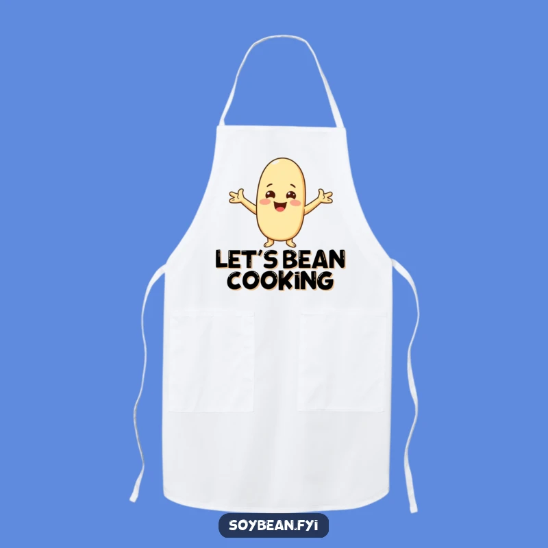 Funny Kawaii Soybean Greeting Apron, Cheerful Kitchenwear for Welcoming Cooks