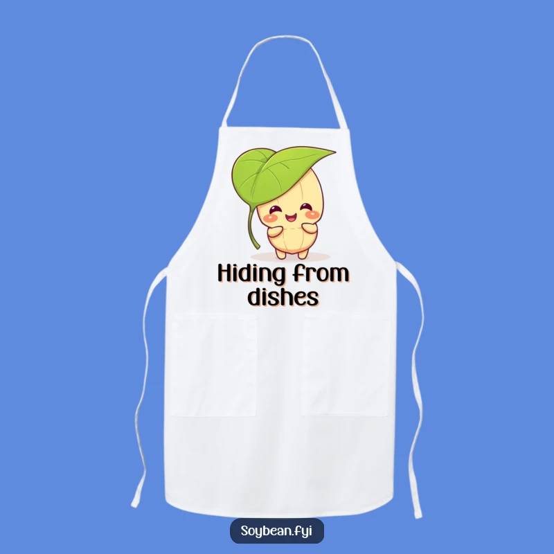 Funny Kawaii Soybean Peek-A-Boo Apron - Leafy Kitchen Humor Gift
