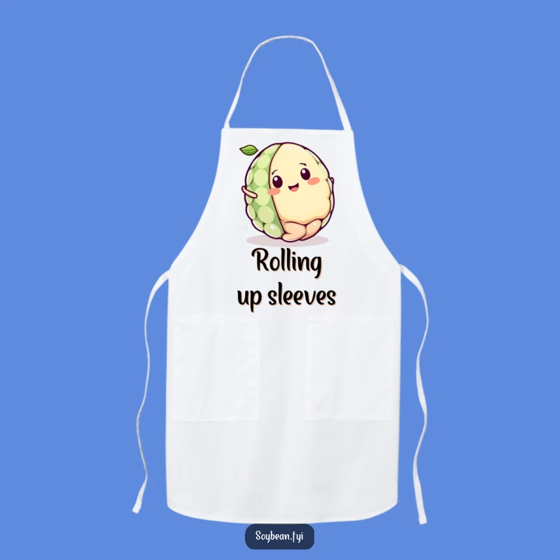Funny Kawaii Soybean Rolling Apron, Cheerful Kitchenwear for Playful Cooks