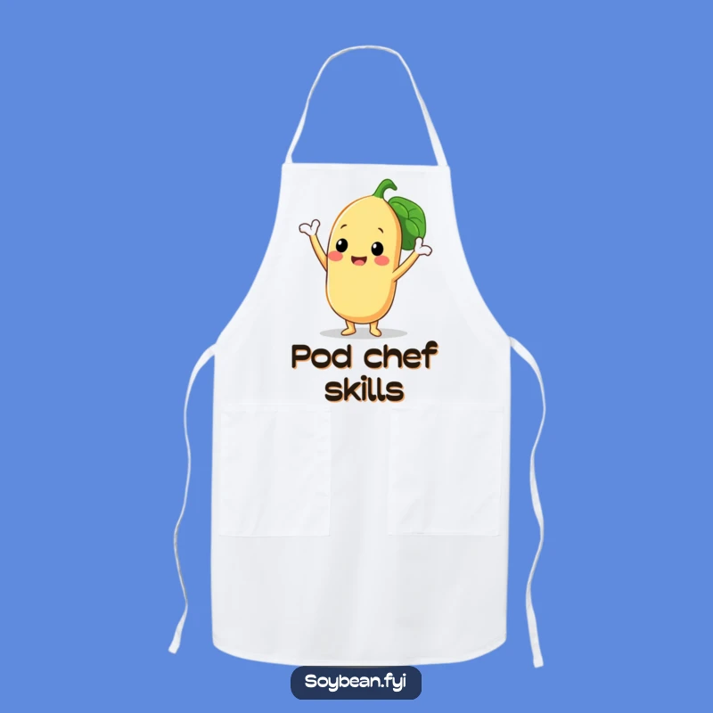 Funny Apron: Chef Soybean Triumph Pose - Kitchen Bean Pod Fun - Gift!