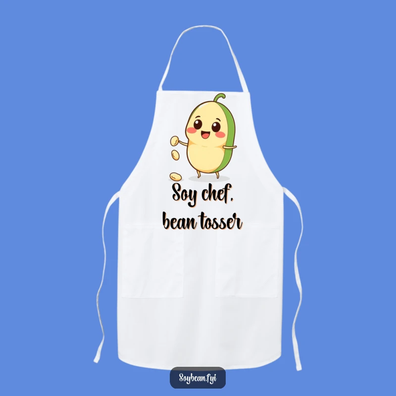Funny Kawaii Soybean Apron: Cook Up Smiles with This Hilarious Bean-Throwing Design