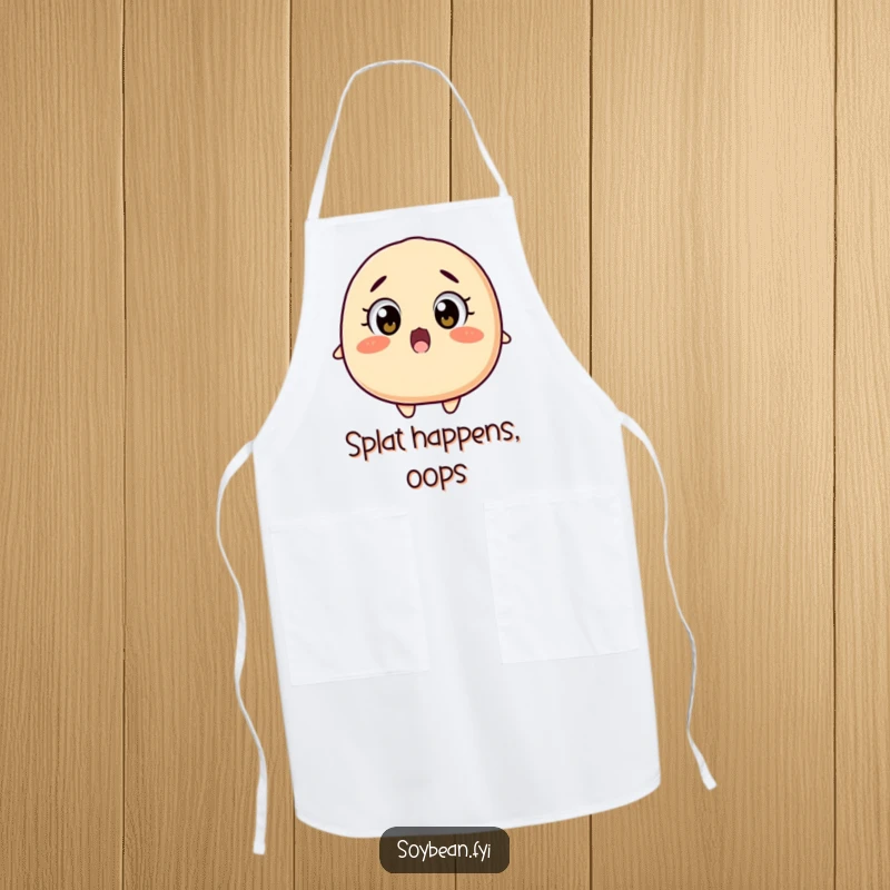 Funny surprised soybean apron with wide eyes falling backwards, kitchen accessory for chefs who embrace surprise, an excellent funny gift.