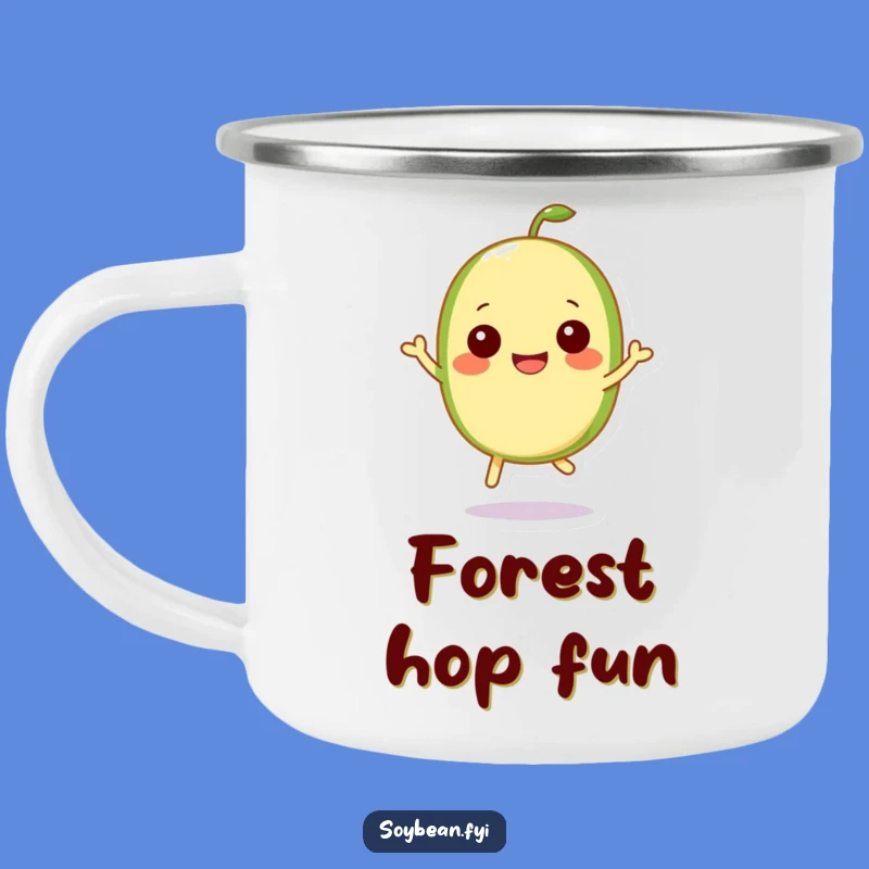 Funny Kawaii Soybean Hop Camping Mug: Happy Outdoor Art - Gift