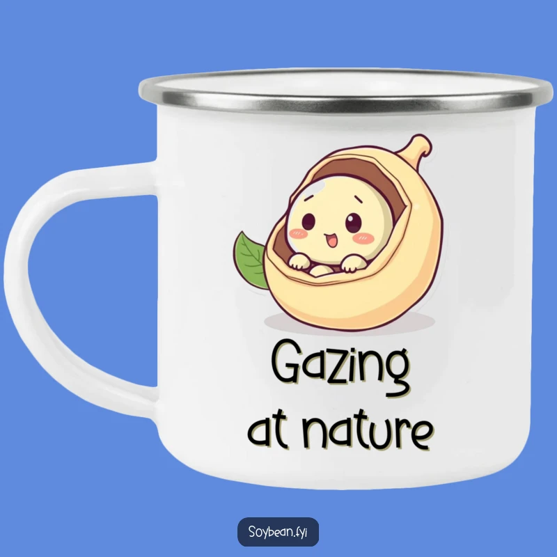 Funny Curious Soybean Camping Mug: Explore with Every Sip!