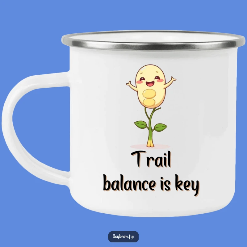 Funny Gleeful Soybean Sprout Balancing Camping Mug - Durable and Whimsical Outdoor Gear