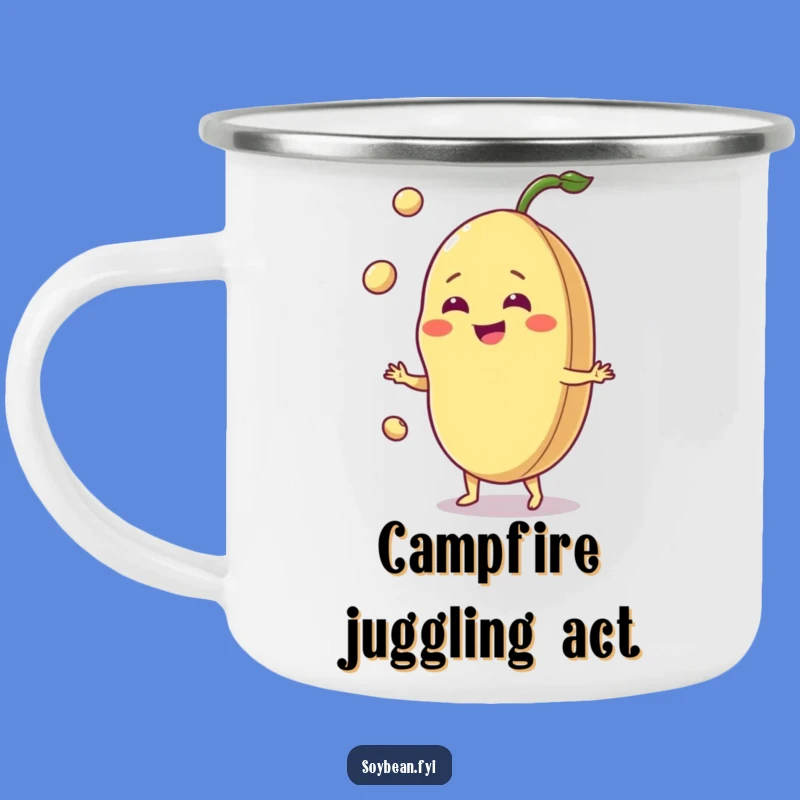Funny Jovial Soybean Camping Mug: Juggling Fun for Your Outdoor Adventures!