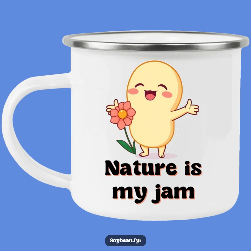 Funny Kawaii Soybean Flower Hug Camping Mug - Joyful Outdoor Humor Gift