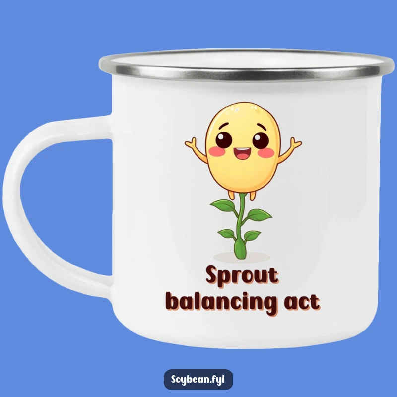Funny Soybean Balance Camping Mug: Find Zen on Your Adventures