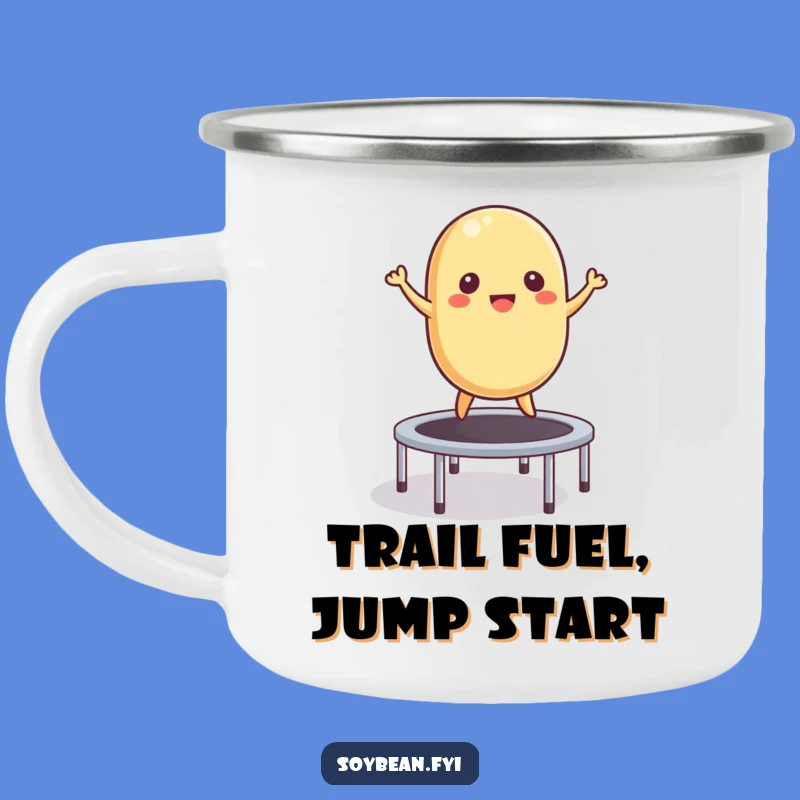 Funny Soybean Trampoline Camping Mug: Adventure with Bean-tastic Bounces!