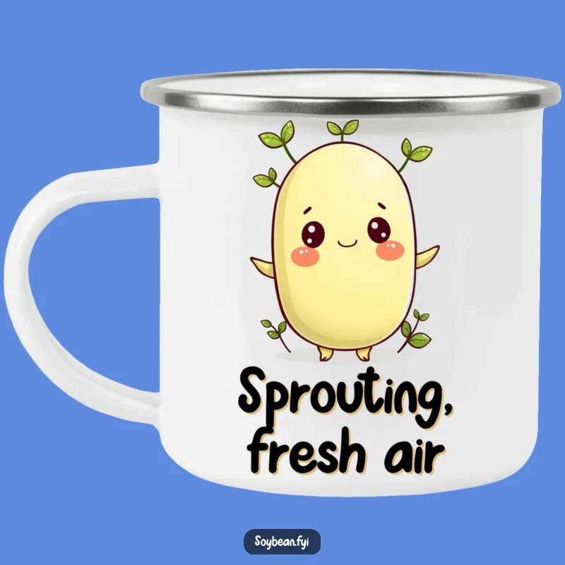Funny Sprouting Soybean Camping Mug: Nature's Brew Companion!
