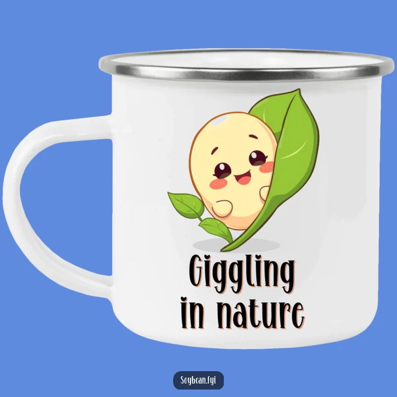 Funny Peeking Soybean Camping Mug: Your Giggling Companion for Outdoor Sips