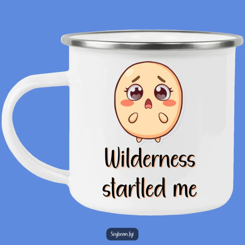Funny Surprised Soybean Camping Mug: Adventures Fuelled by Surprise and Humor!