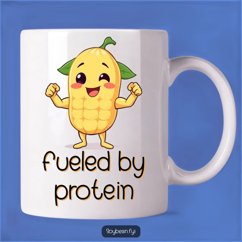 Funny Flexing Soybean Mug: Cheerful Bean's Strength Art, Perfect Funny Gift!