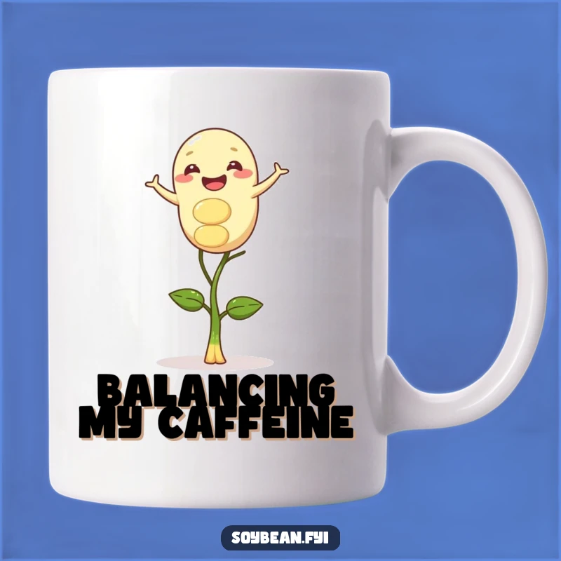 Funny Gleeful Soybean Sprout Balancing Mug - Hilarious Gift for Plant Lovers