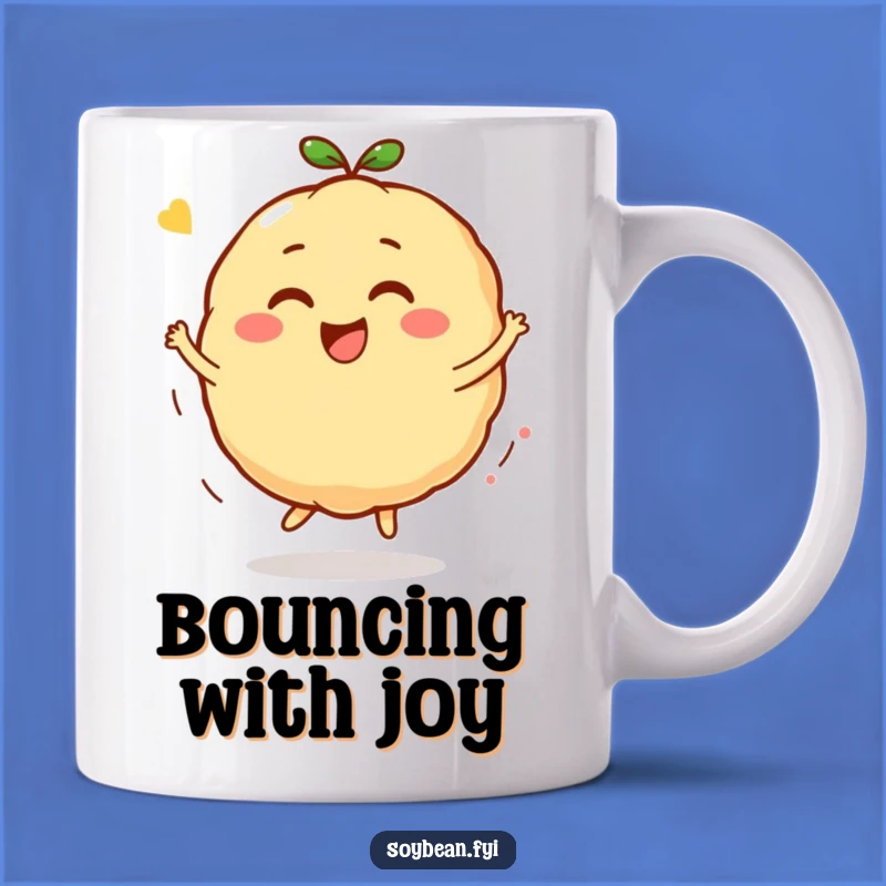 Funny Kawaii Soybean Bounce Mug, Joyful Spinning Character Gift for Fun