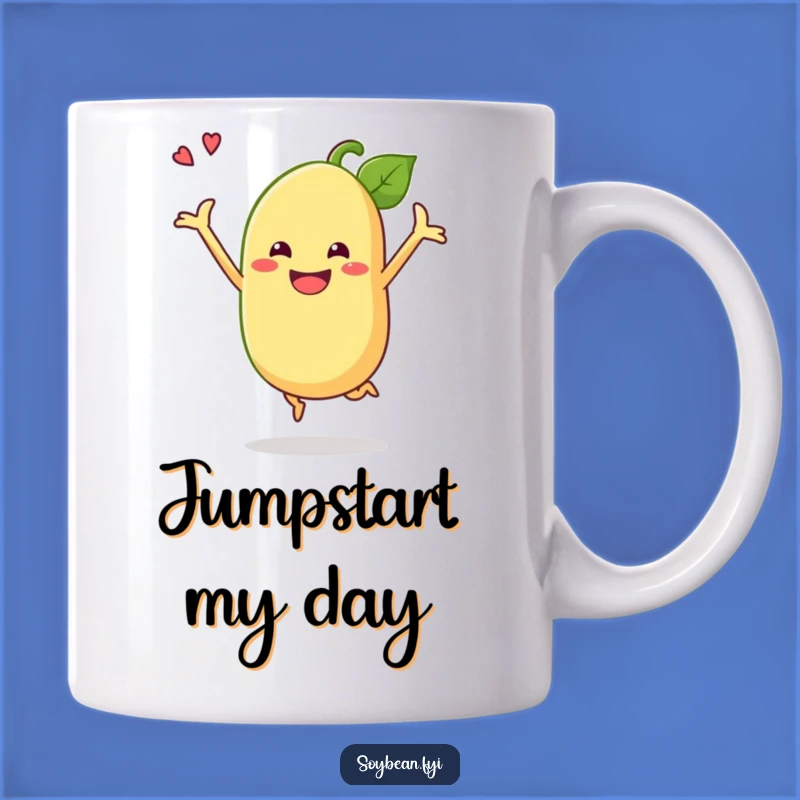 Funny Soybean Jump Mug: Grinning Anthropomorphic Bean Perfect Gift