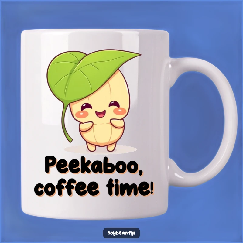 Funny Kawaii Soybean Peek-A-Boo Mug - Leafy Hide-and-Seek Humor Gift