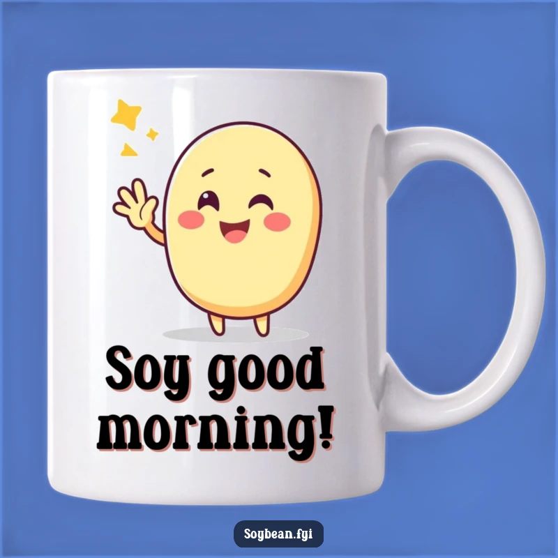 Funny Kawaii Soybean Victory Mug: Cheerful Character Art - Perfect Gift