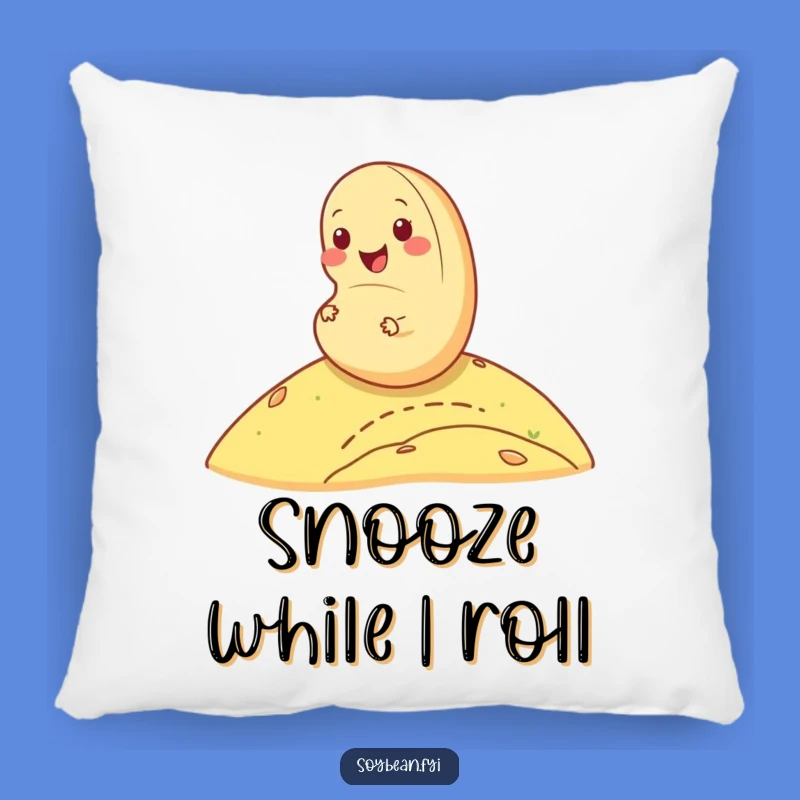 Cozy Funny Cheerful Soybean Pillow: Snuggle Up with Rolling Fun!