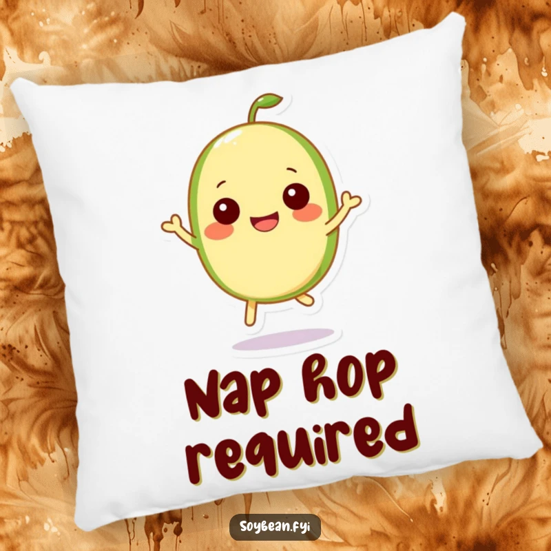 Funny Kawaii soybean character happily hopping, offering cuddly joy and cheer.