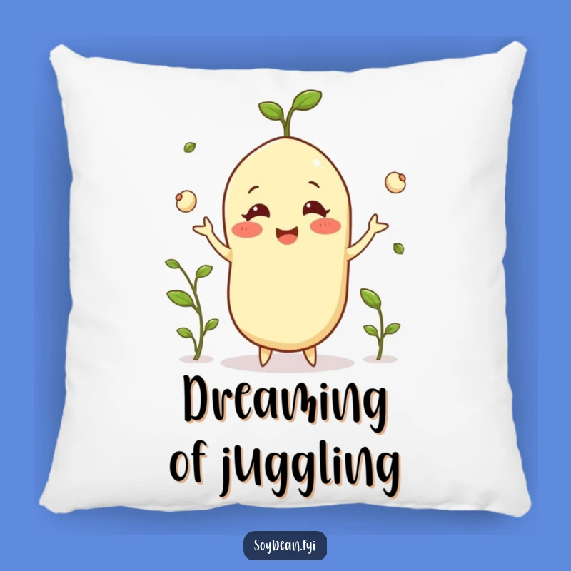 Cozy Funny Happy Soybean Pillow: Snuggle with Juggling Fun!