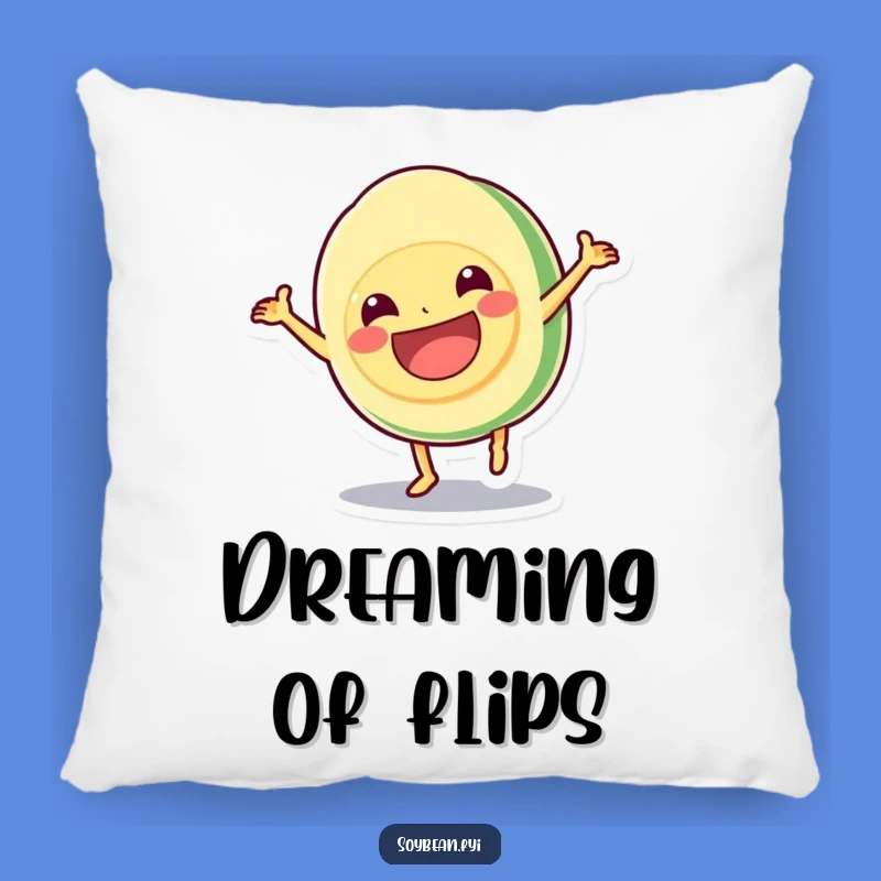 Funny Kawaii Soybean Cartwheel Pillow - Comfy Grinning Acrobat Cushion