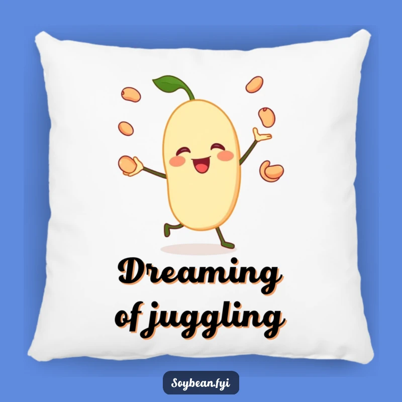 Funny Pillow: Juggling Soybean - Cozy Jovial Bean Character - Cushion Gift!