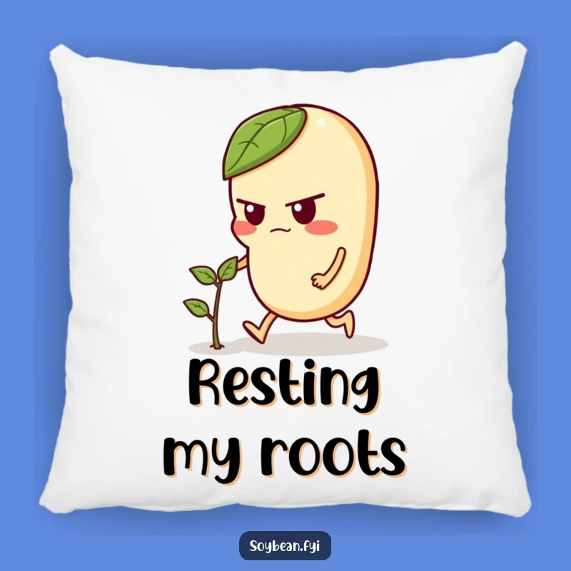 Funny Soybean Character Pillow: Determined Gardener, Cozy Funny Gift