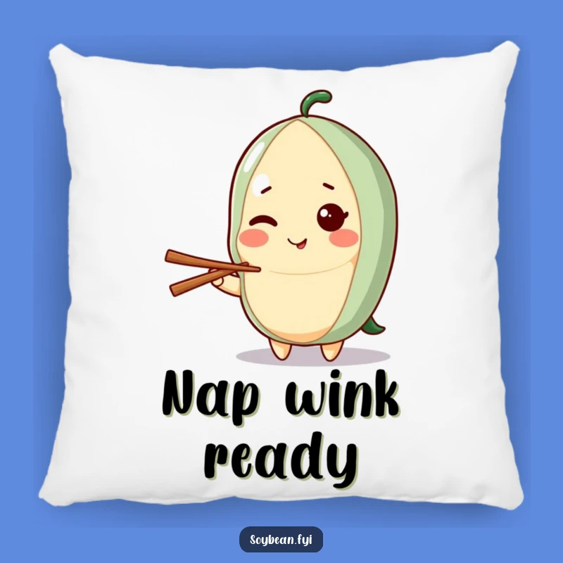 Funny Kawaii Soybean Wink Pillow: Cozy Chopstick Comfort