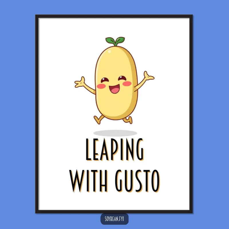 Funny Energetic Soybean Digital Print - Instant Jumping Jack Art, Downloadable Fun