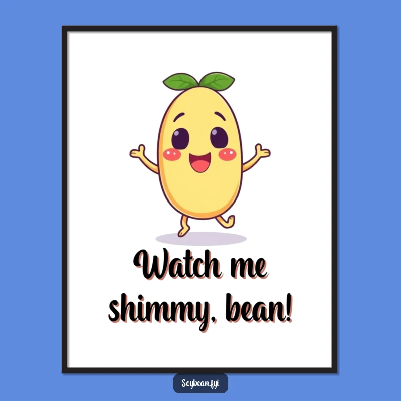 Funny Excited Soybean Digital Art: Dancing Bean for Instant Humorous Decor