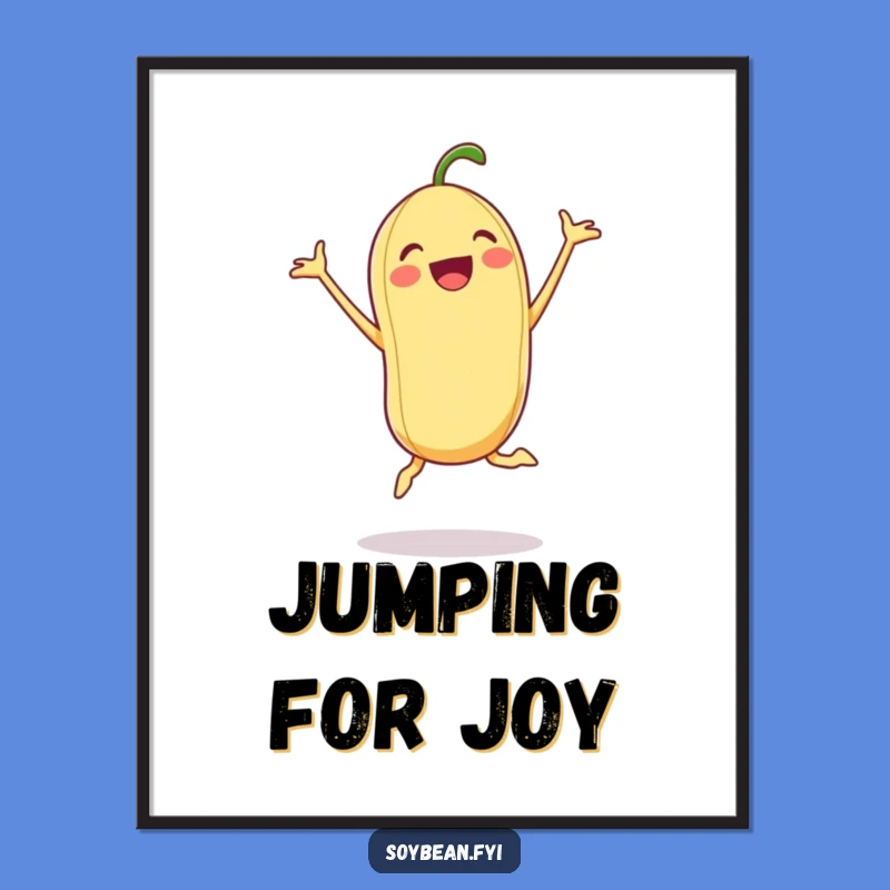 Funny Excited Soybean Digital Art: Energetic Printable for Active Spaces, Perfect Humorous Gift