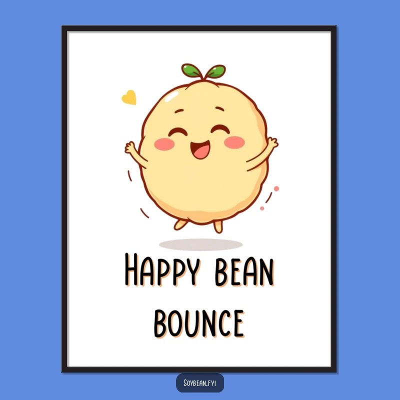 Funny Kawaii Soybean Bounce Digital Art, Instant Joyful Decor Download