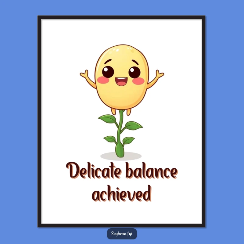 Funny Soybean Balance Digital Print: Joyful Bean Art for Calm Decor