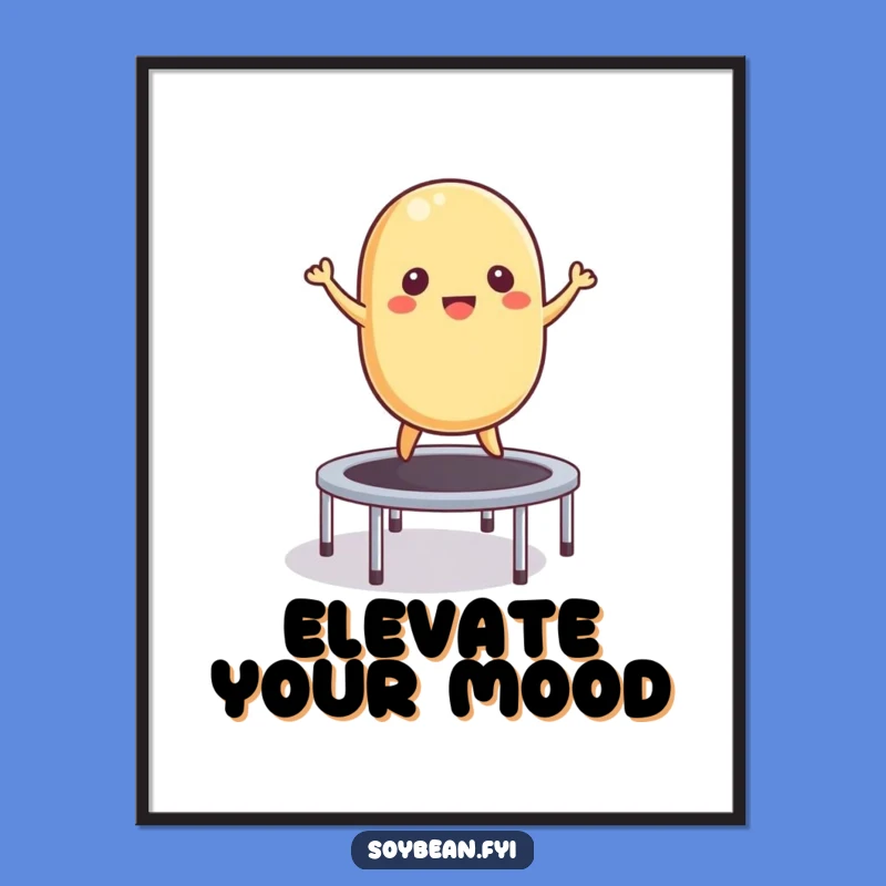 Funny Soybean Trampoline Digital Art: Instant Joyful Bean Vibes!