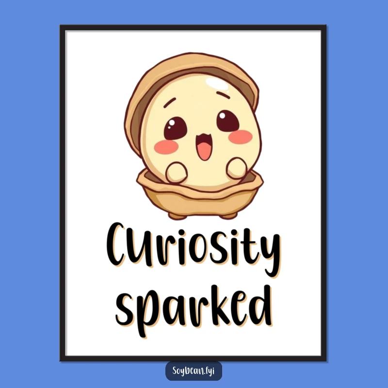 Funny Surprised Soybean Peeking Digital Art: Instant Whimsy, Great Gift