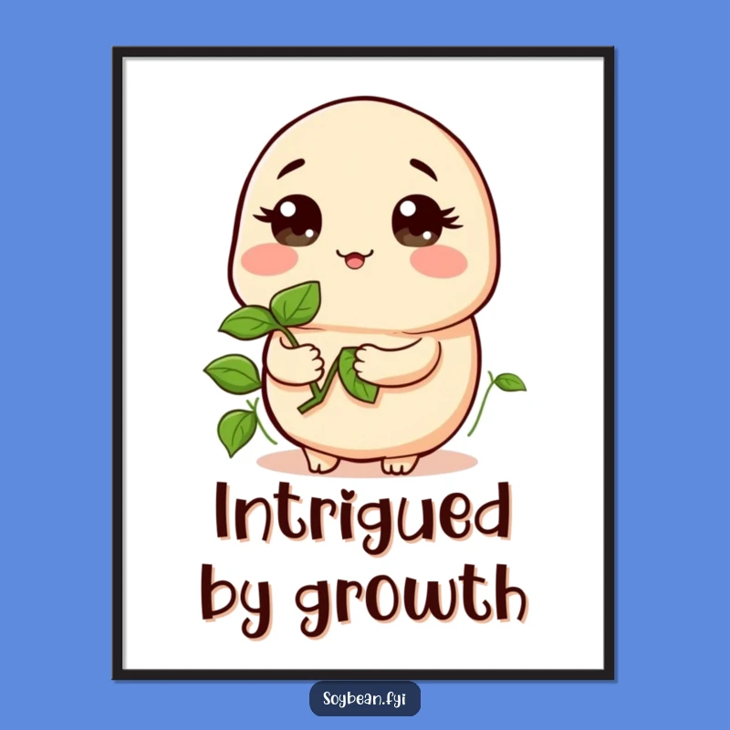 Funny Kawaii Curious Soybean Digital Art - Hilarious Printable Nature Decor