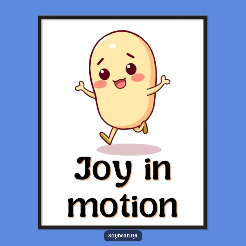 Funny Energetic Soybean Art: Skipping Character Print, Instant Humorous Decor Gift