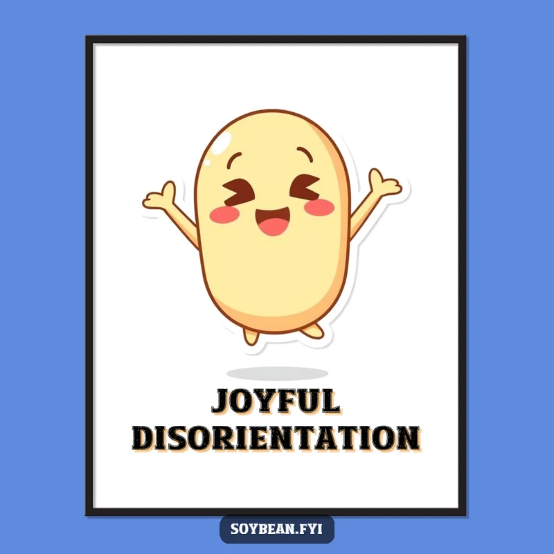 Funny Kawaii Soybean Jump Digital Art: Cross-Eyed Bean Happiness