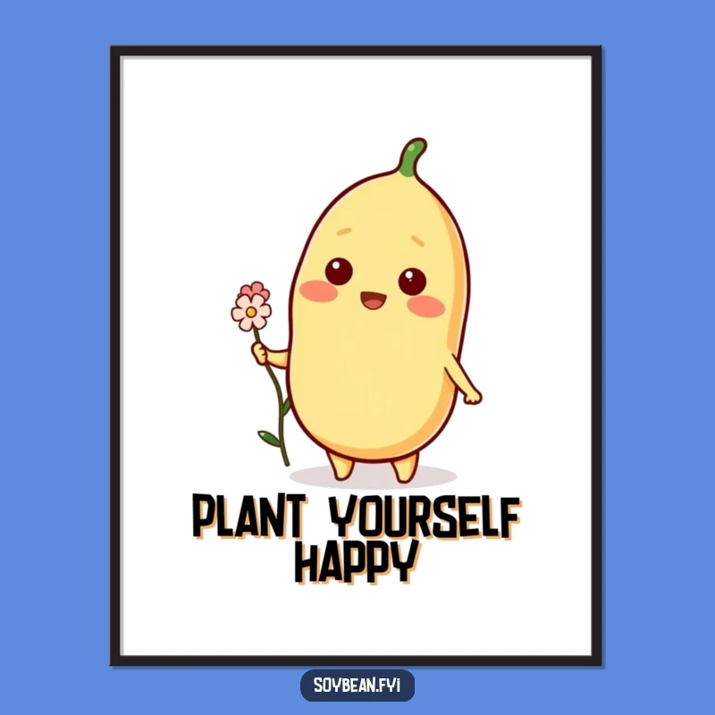 Funny Blooming Soybean Digital Art: Instant Kindness and Whimsy, Perfect Gift
