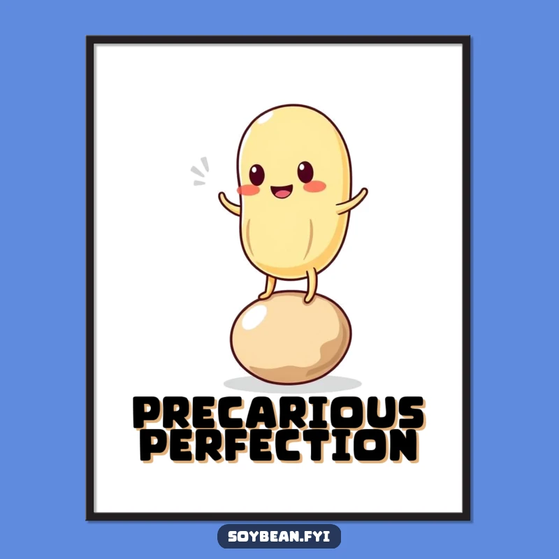 Funny Kawaii Soybean Wobble Digital Art: Hilarious Bean Wobble Print