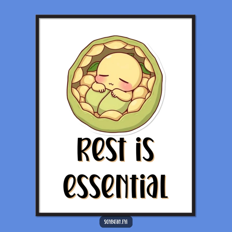 Funny Sleepy Soybean Digital Print - Instant Nap Art, Downloadable Calm