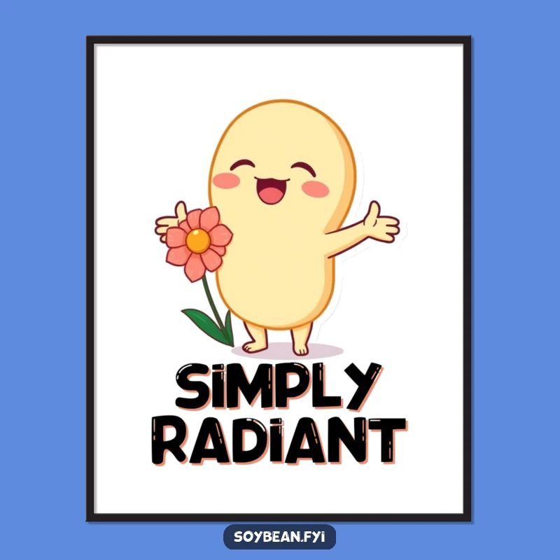 Funny Kawaii Soybean Flower Hug Digital Art - Joyful Printable Nature Gift