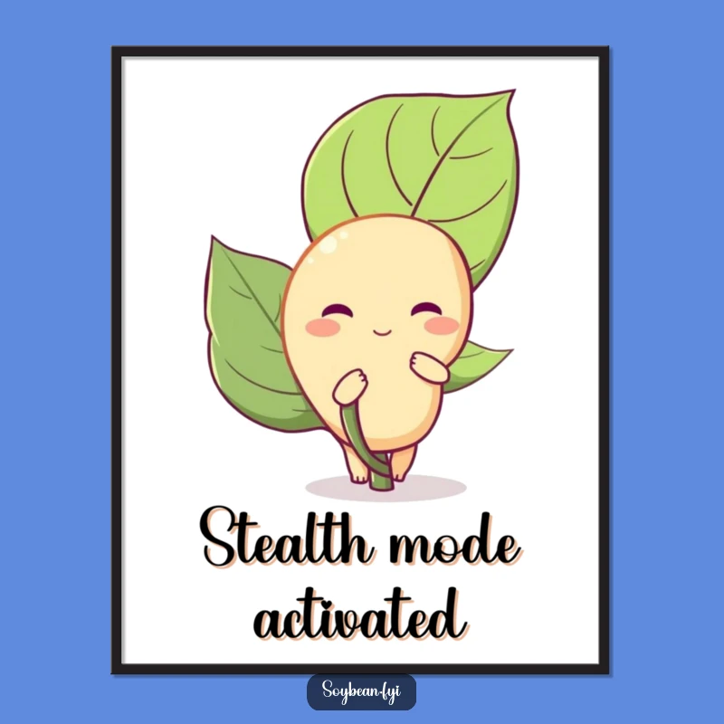 Funny Shy Soybean Digital Art: Printable Wall Decor for Introverts, Perfect Humorous Gift Download