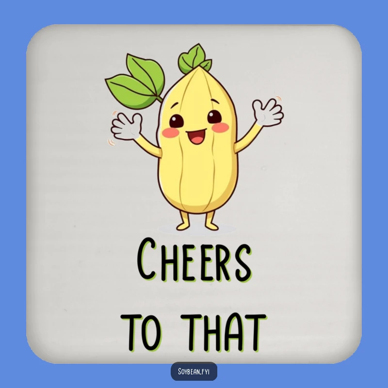 Funny Kawaii Soybean Waving Coaster - Enthusiastic Greeting Protector Gift