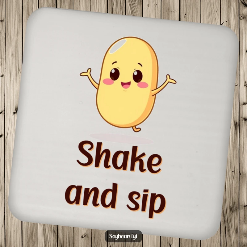 Funny Coaster: A soybean character dancing with silly, wobbly motions, adding a humorous and protective touch to drink placements.