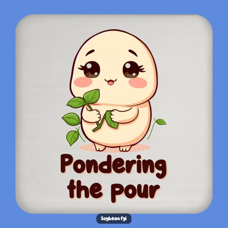Funny Kawaii Curious Soybean Drink Coaster - Hilarious Sprout Table Protector